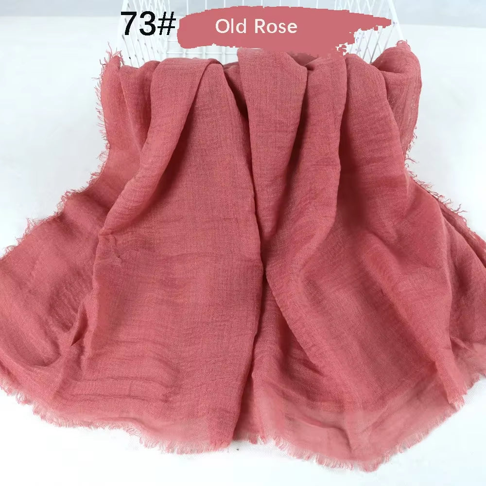 Muslim Women Crinkle Hijab Soft Cotton Scarf Hijabs Head Femme Musulman Turban Shawls Wraps Islamic Headscarf 180X90CM