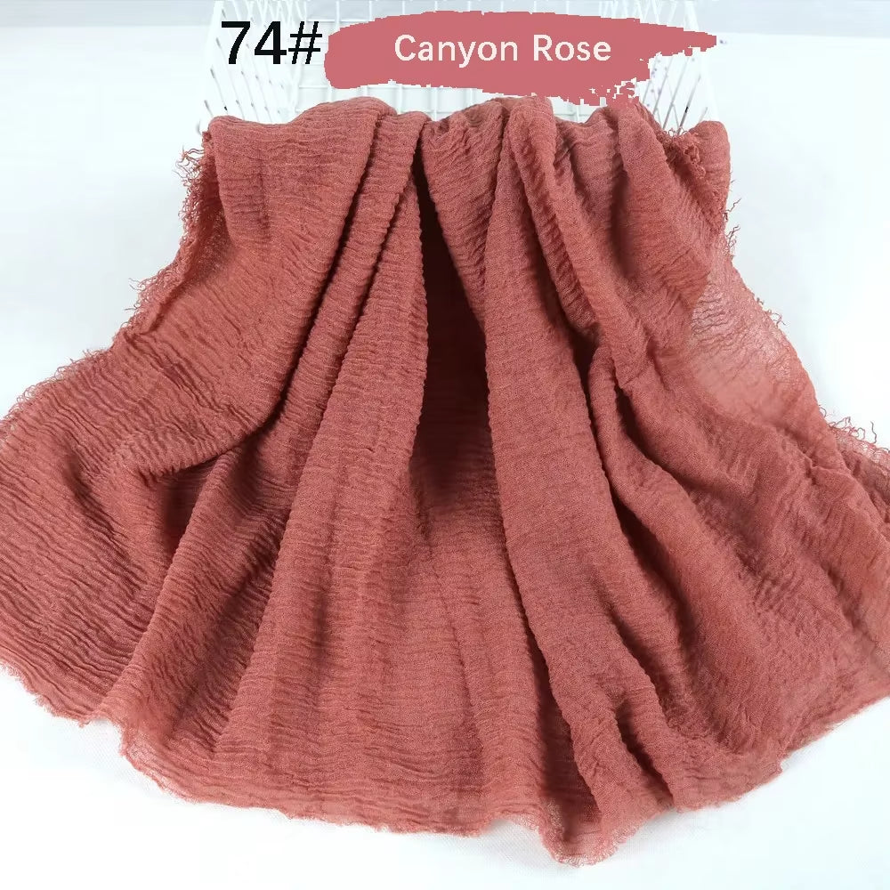Muslim Women Crinkle Hijab Soft Cotton Scarf Hijabs Head Femme Musulman Turban Shawls Wraps Islamic Headscarf 180X90CM
