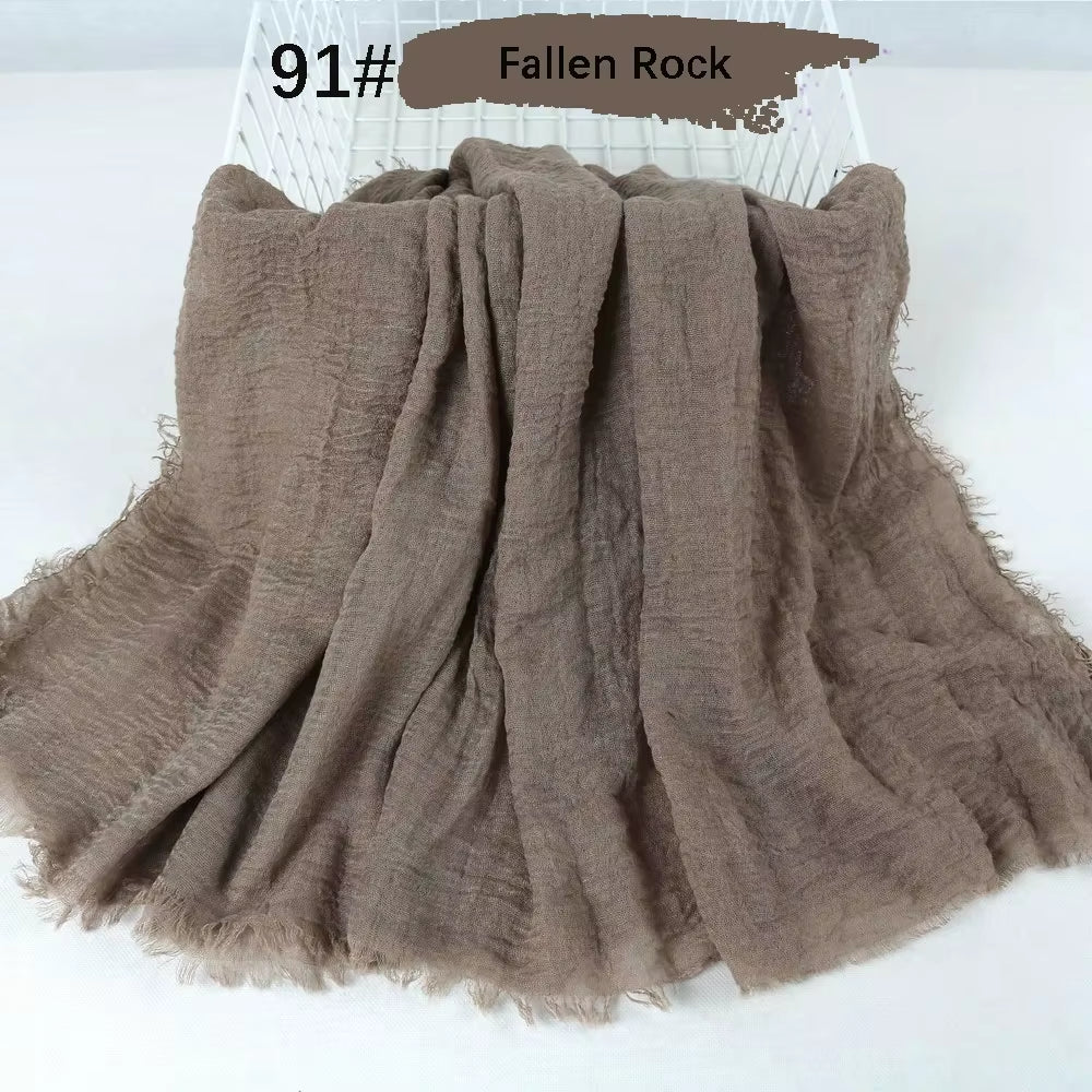 Muslim Women Crinkle Hijab Soft Cotton Scarf Hijabs Head Femme Musulman Turban Shawls Wraps Islamic Headscarf 180X90CM