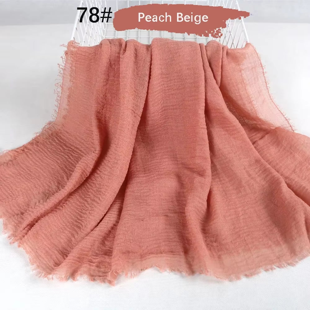 Muslim Women Crinkle Hijab Soft Cotton Scarf Hijabs Head Femme Musulman Turban Shawls Wraps Islamic Headscarf 180X90CM