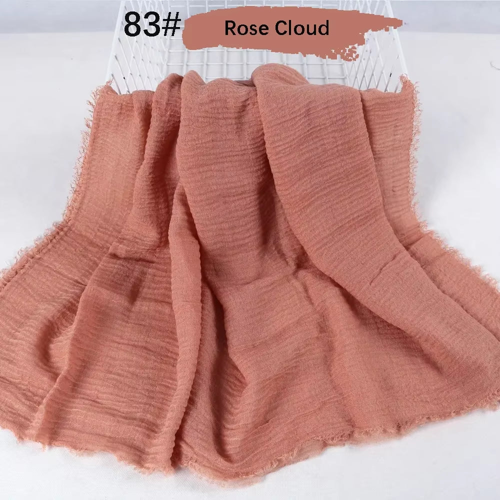 Muslim Women Crinkle Hijab Soft Cotton Scarf Hijabs Head Femme Musulman Turban Shawls Wraps Islamic Headscarf 180X90CM