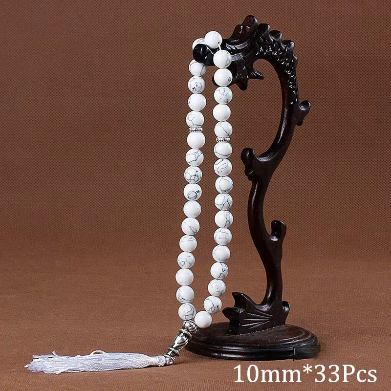 10Mm Green Malachite Stone Bracelets Tassel Pendant 33 Prayer Beads Islamic Muslim Tasbih Allah Mohammed Rosary for Women Men