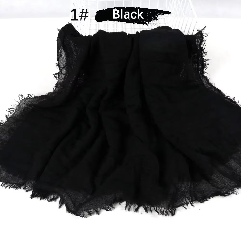 Muslim Women Crinkle Hijab Soft Cotton Scarf Hijabs Head Femme Musulman Turban Shawls Wraps Islamic Headscarf 180X90CM