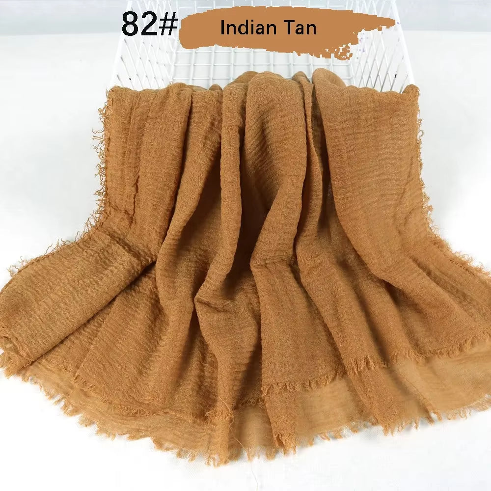 Muslim Women Crinkle Hijab Soft Cotton Scarf Hijabs Head Femme Musulman Turban Shawls Wraps Islamic Headscarf 180X90CM