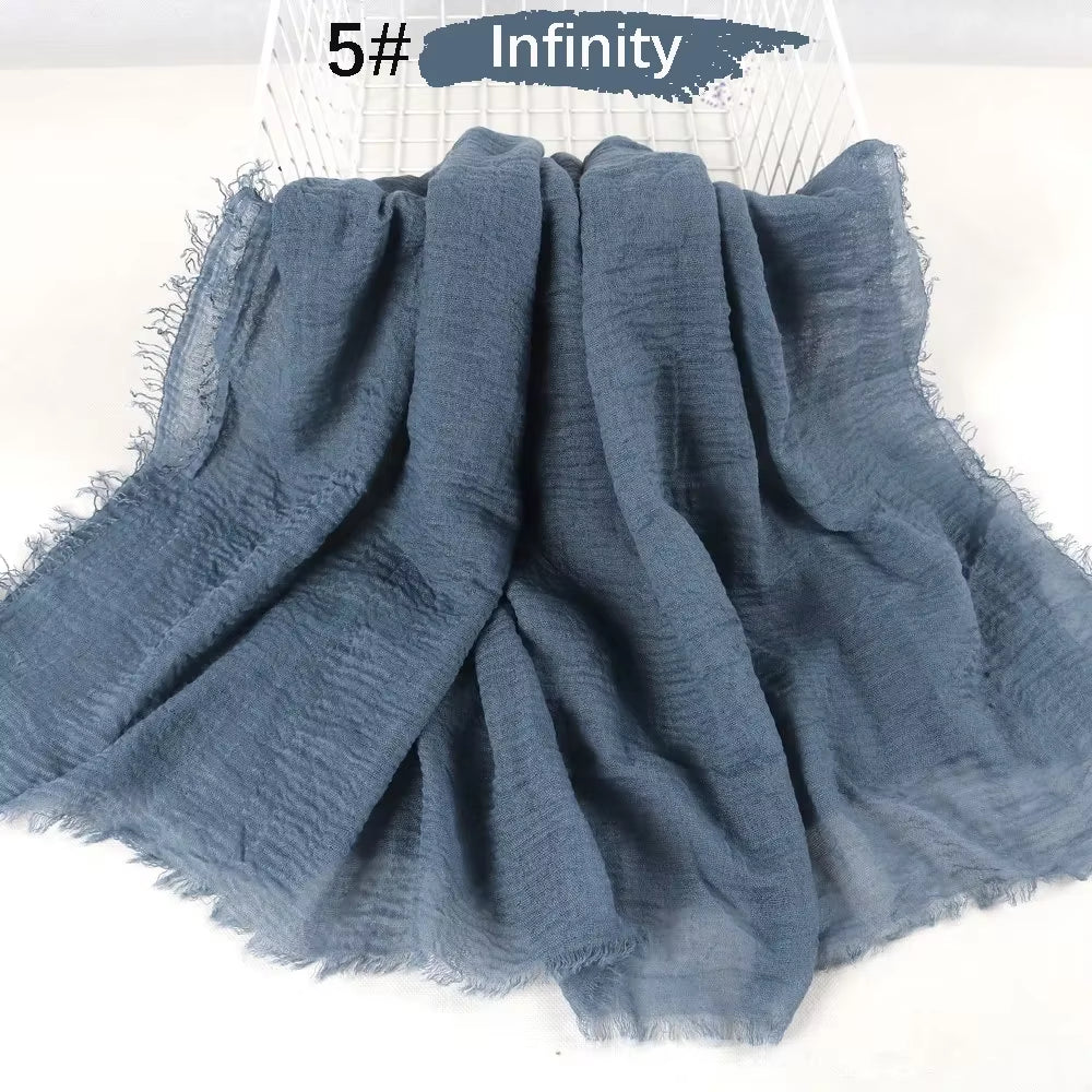 Muslim Women Crinkle Hijab Soft Cotton Scarf Hijabs Head Femme Musulman Turban Shawls Wraps Islamic Headscarf 180X90CM