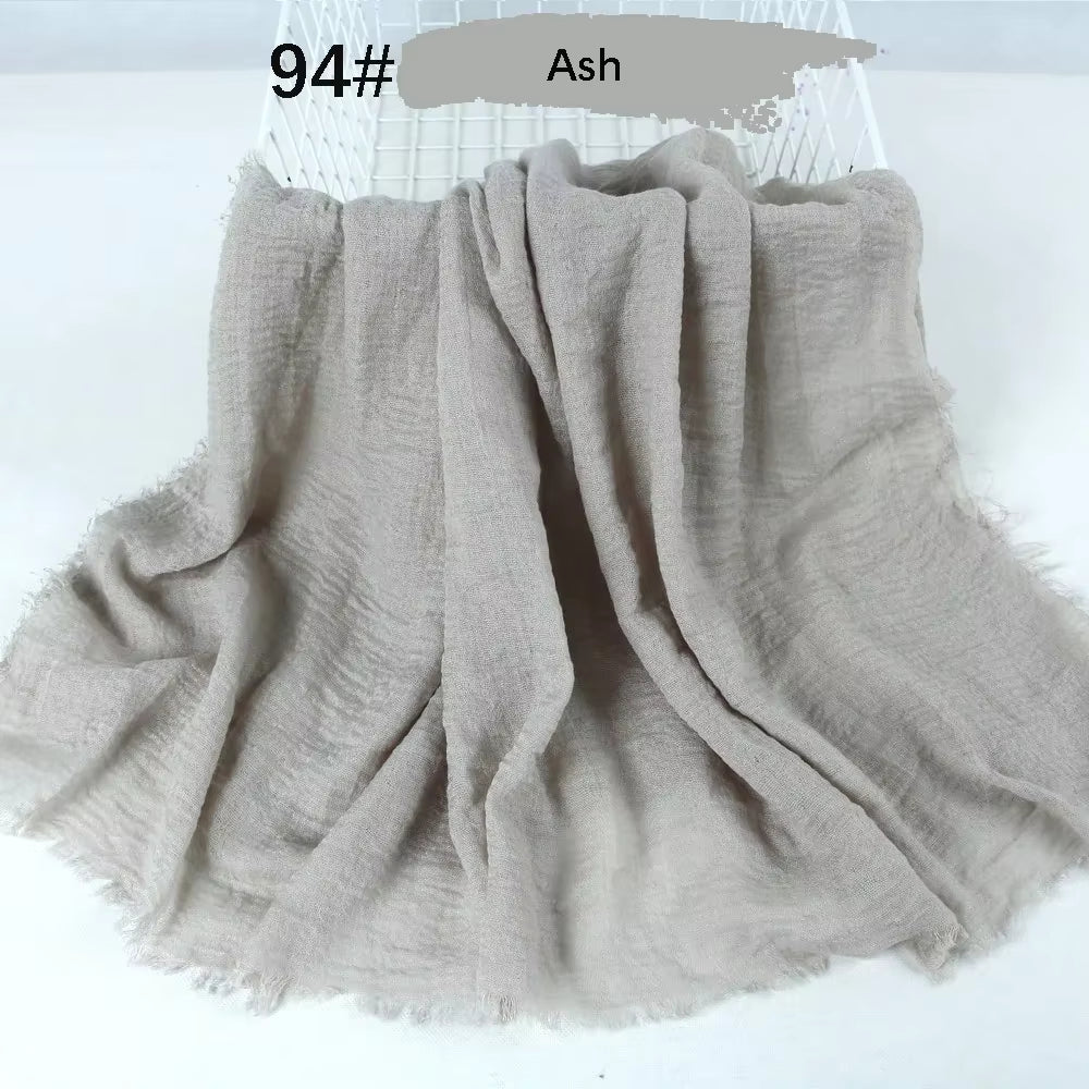 Muslim Women Crinkle Hijab Soft Cotton Scarf Hijabs Head Femme Musulman Turban Shawls Wraps Islamic Headscarf 180X90CM