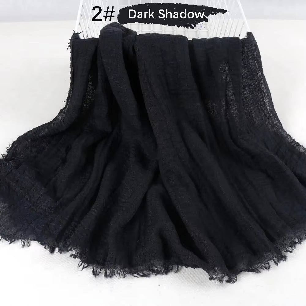 Muslim Women Crinkle Hijab Soft Cotton Scarf Hijabs Head Femme Musulman Turban Shawls Wraps Islamic Headscarf 180X90CM