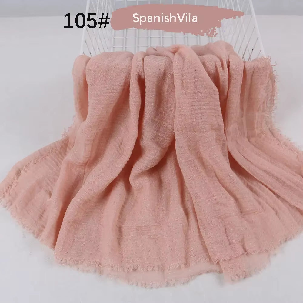 Muslim Women Crinkle Hijab Soft Cotton Scarf Hijabs Head Femme Musulman Turban Shawls Wraps Islamic Headscarf 180X90CM
