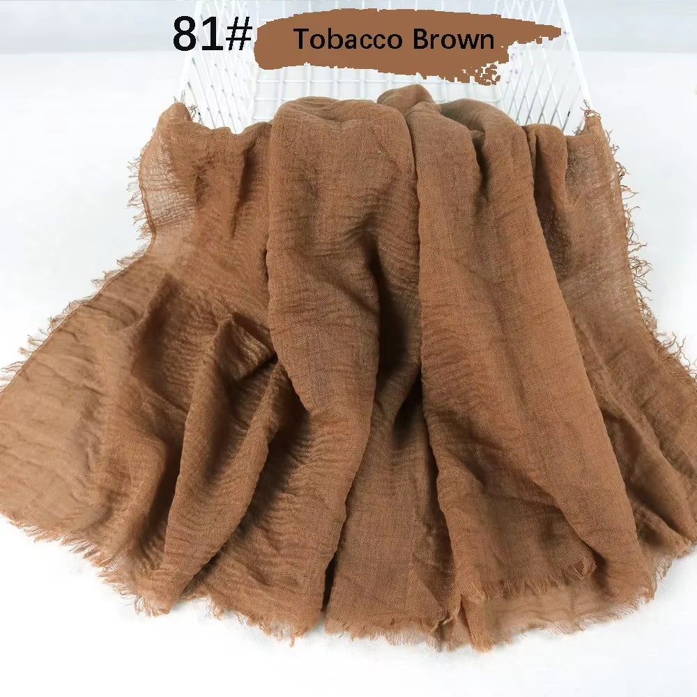 Muslim Women Crinkle Hijab Soft Cotton Scarf Hijabs Head Femme Musulman Turban Shawls Wraps Islamic Headscarf 180X90CM