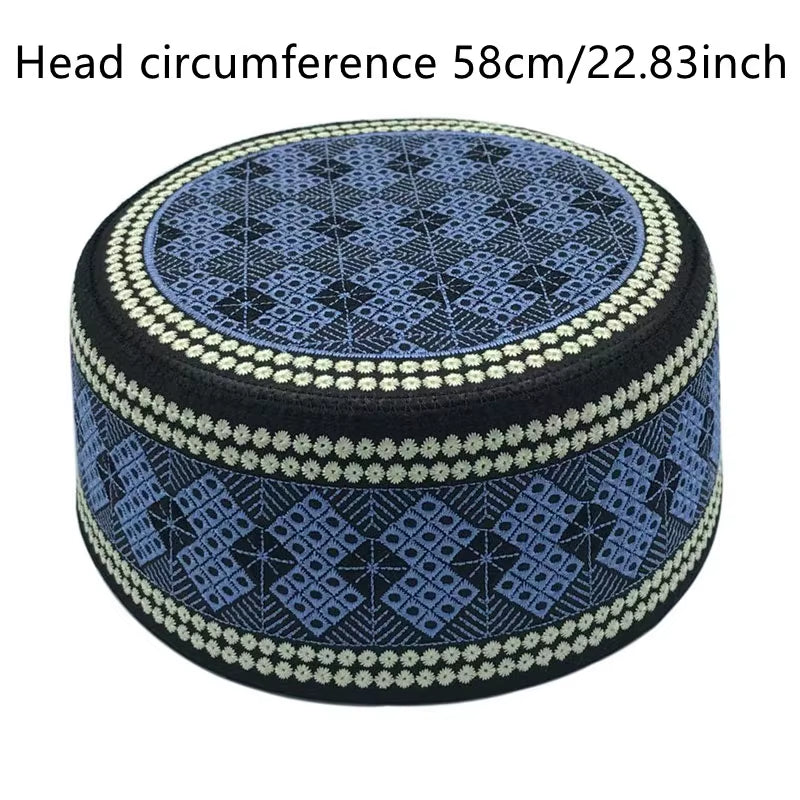 2020 New Muslim Men Prayer Hats Cotton Embroidery Leisure Saudi Arabia Islamic Hat Men Headscarf Clothing Topkippot Turban