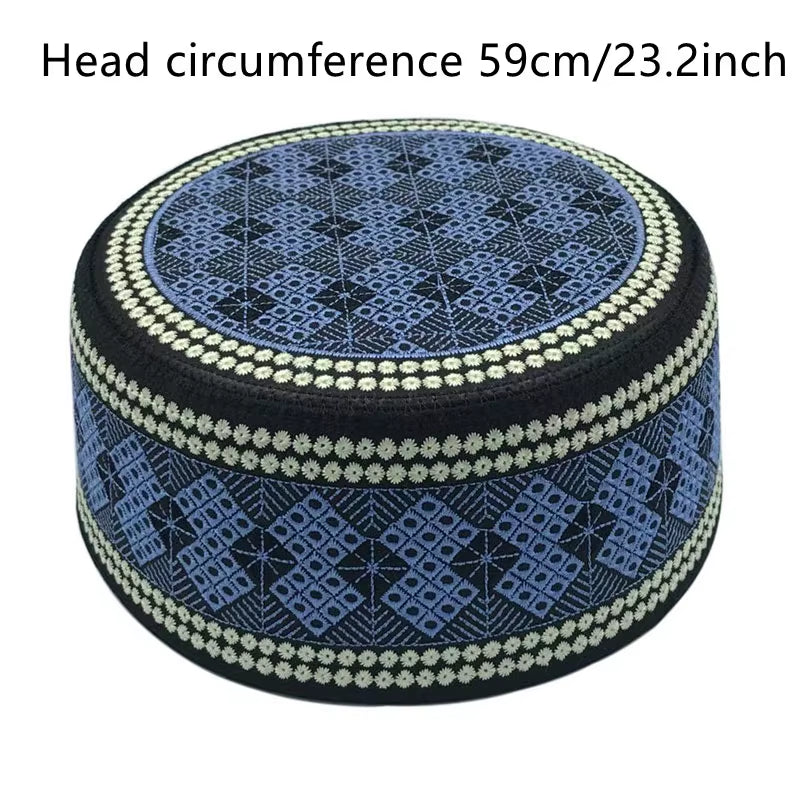 2020 New Muslim Men Prayer Hats Cotton Embroidery Leisure Saudi Arabia Islamic Hat Men Headscarf Clothing Topkippot Turban
