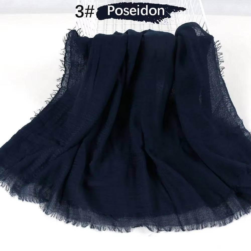 Muslim Women Crinkle Hijab Soft Cotton Scarf Hijabs Head Femme Musulman Turban Shawls Wraps Islamic Headscarf 180X90CM