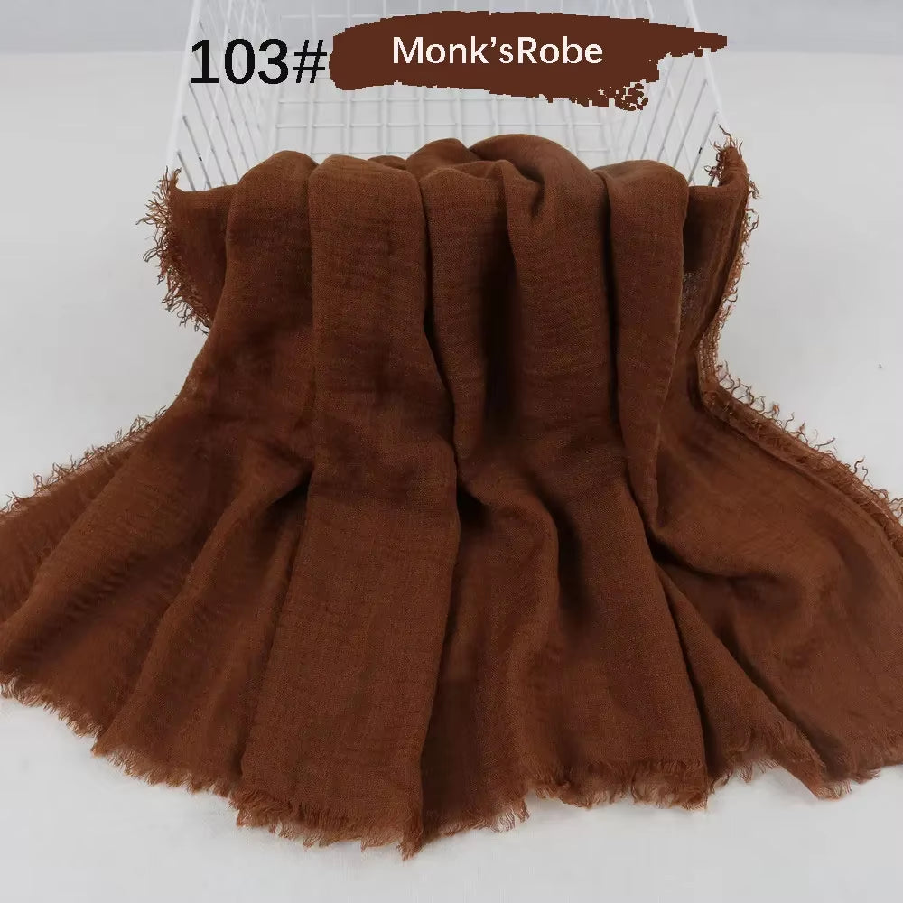 Muslim Women Crinkle Hijab Soft Cotton Scarf Hijabs Head Femme Musulman Turban Shawls Wraps Islamic Headscarf 180X90CM