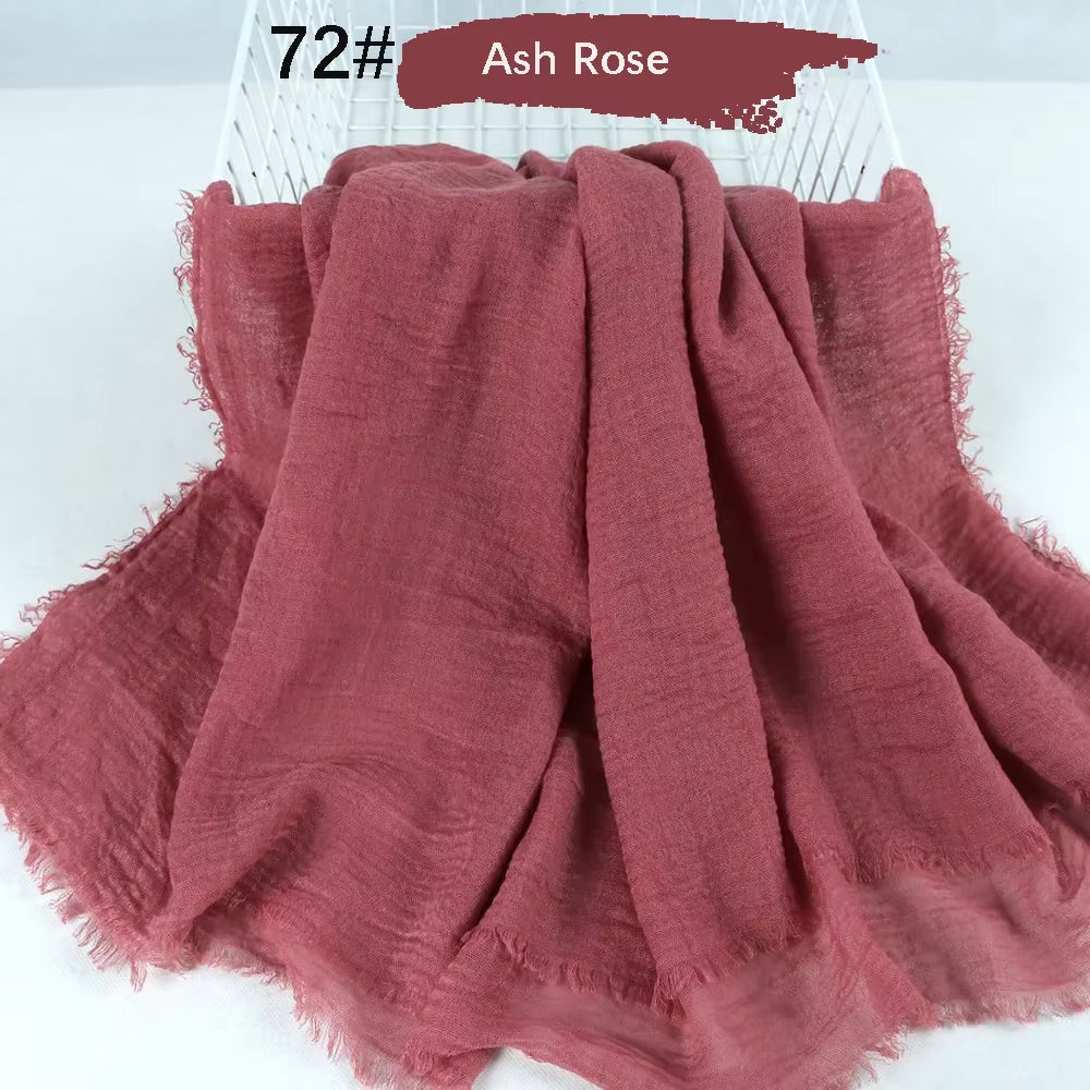 Muslim Women Crinkle Hijab Soft Cotton Scarf Hijabs Head Femme Musulman Turban Shawls Wraps Islamic Headscarf 180X90CM