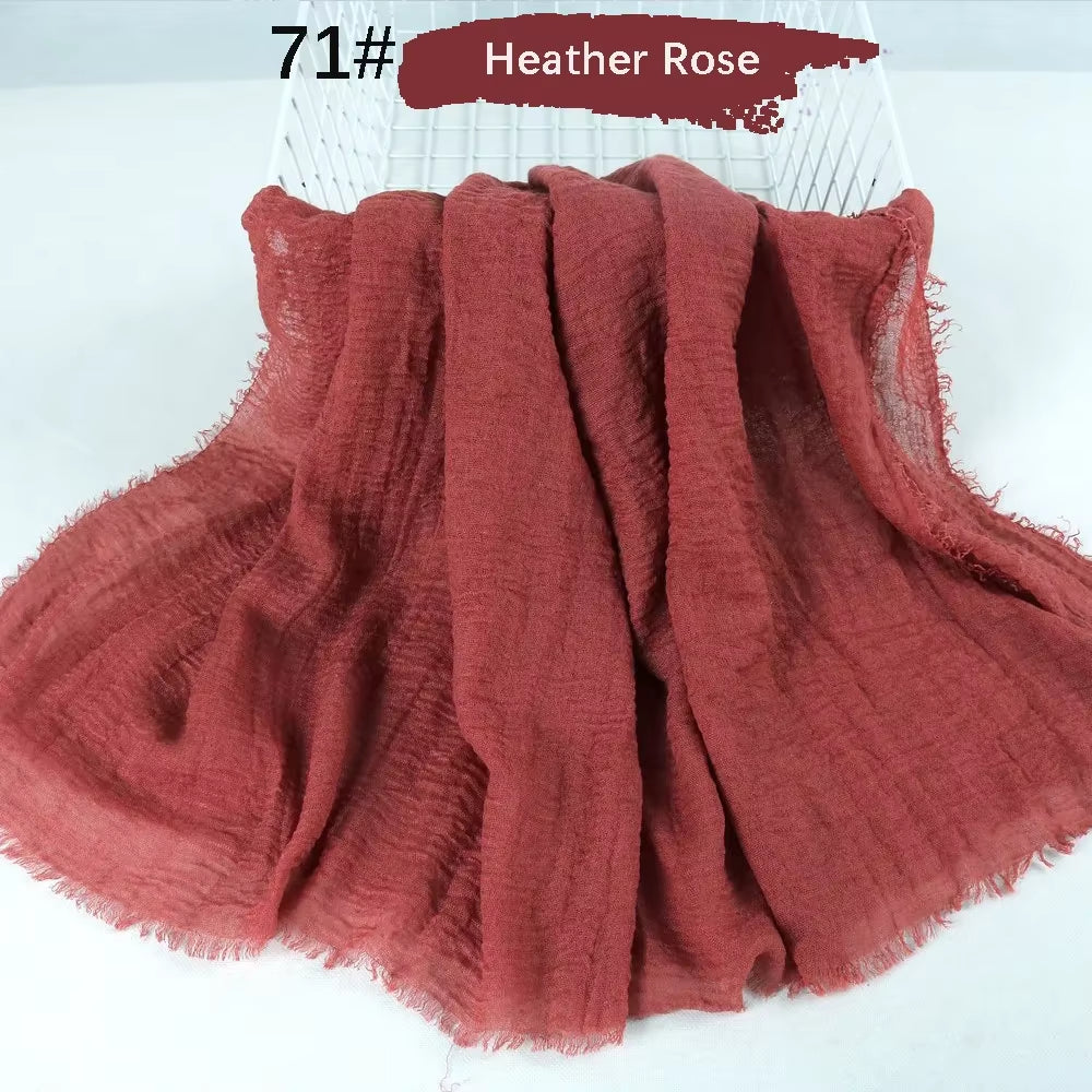 Muslim Women Crinkle Hijab Soft Cotton Scarf Hijabs Head Femme Musulman Turban Shawls Wraps Islamic Headscarf 180X90CM