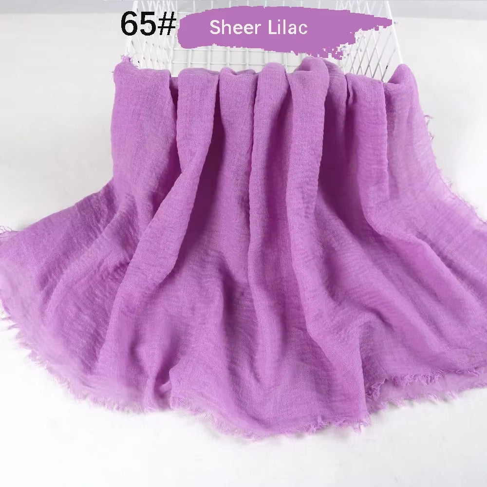 Muslim Women Crinkle Hijab Soft Cotton Scarf Hijabs Head Femme Musulman Turban Shawls Wraps Islamic Headscarf 180X90CM