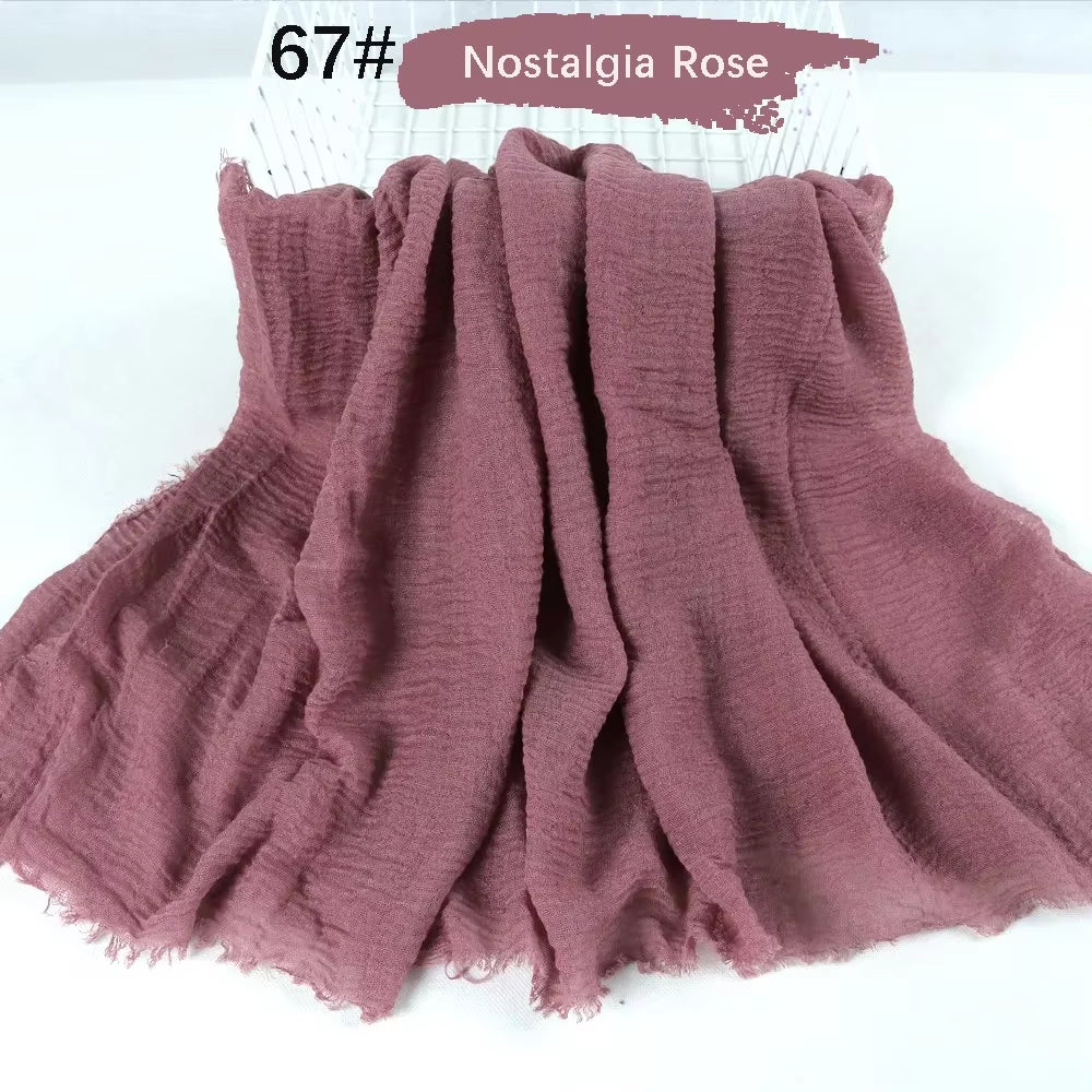 Muslim Women Crinkle Hijab Soft Cotton Scarf Hijabs Head Femme Musulman Turban Shawls Wraps Islamic Headscarf 180X90CM