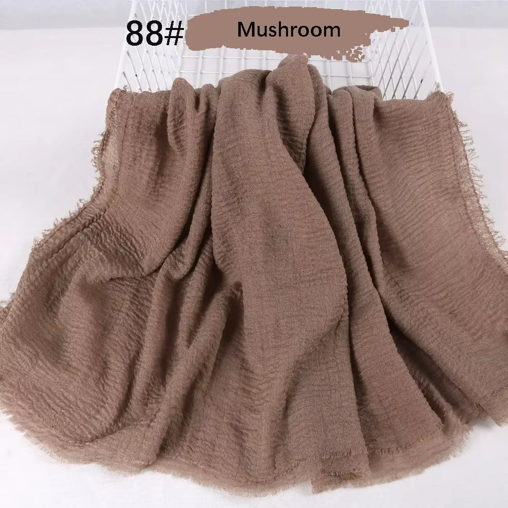 Muslim Women Crinkle Hijab Soft Cotton Scarf Hijabs Head Femme Musulman Turban Shawls Wraps Islamic Headscarf 180X90CM