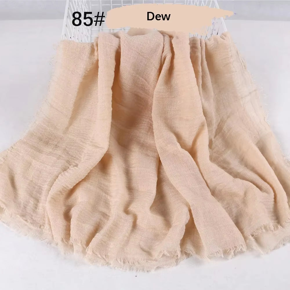 Muslim Women Crinkle Hijab Soft Cotton Scarf Hijabs Head Femme Musulman Turban Shawls Wraps Islamic Headscarf 180X90CM