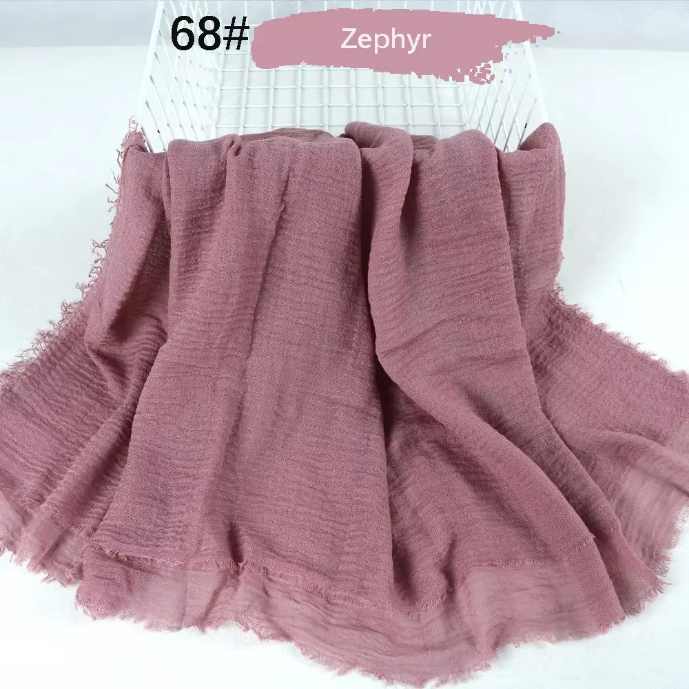Muslim Women Crinkle Hijab Soft Cotton Scarf Hijabs Head Femme Musulman Turban Shawls Wraps Islamic Headscarf 180X90CM
