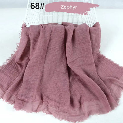 Muslim Women Crinkle Hijab Soft Cotton Scarf Hijabs Head Femme Musulman Turban Shawls Wraps Islamic Headscarf 180X90CM