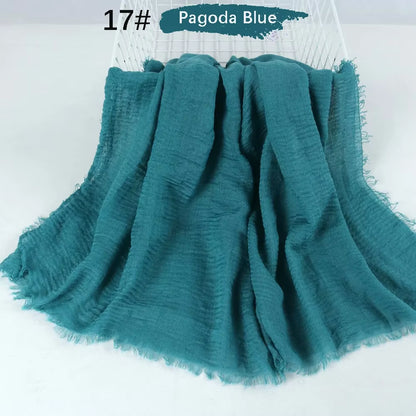 Muslim Women Crinkle Hijab Soft Cotton Scarf Hijabs Head Femme Musulman Turban Shawls Wraps Islamic Headscarf 180X90CM