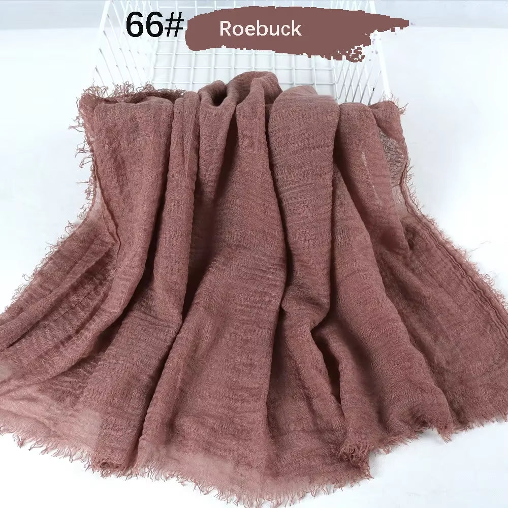 Muslim Women Crinkle Hijab Soft Cotton Scarf Hijabs Head Femme Musulman Turban Shawls Wraps Islamic Headscarf 180X90CM