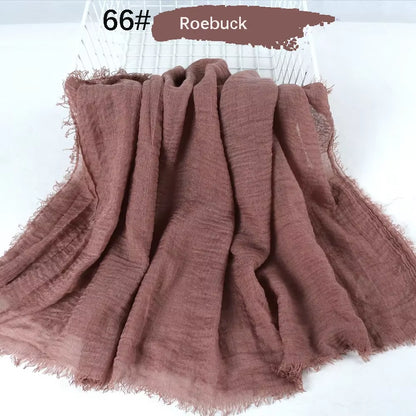 Muslim Women Crinkle Hijab Soft Cotton Scarf Hijabs Head Femme Musulman Turban Shawls Wraps Islamic Headscarf 180X90CM