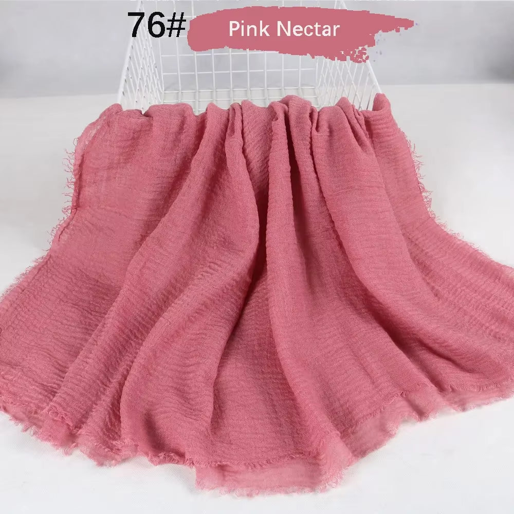 Muslim Women Crinkle Hijab Soft Cotton Scarf Hijabs Head Femme Musulman Turban Shawls Wraps Islamic Headscarf 180X90CM