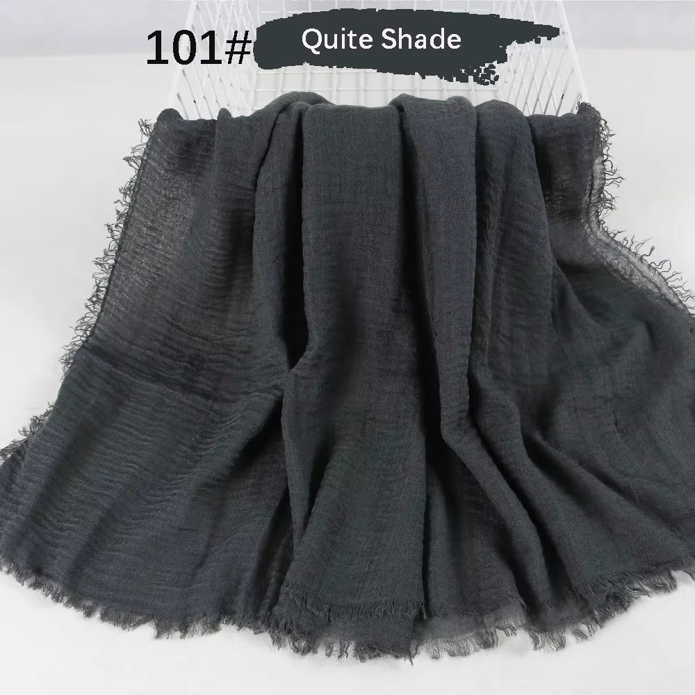 Muslim Women Crinkle Hijab Soft Cotton Scarf Hijabs Head Femme Musulman Turban Shawls Wraps Islamic Headscarf 180X90CM