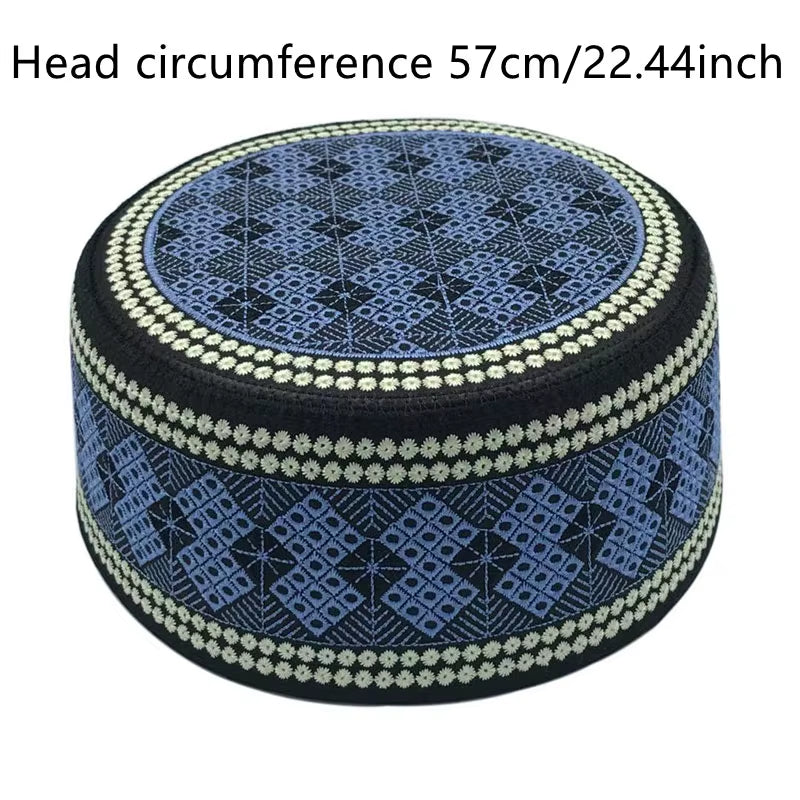 2020 New Muslim Men Prayer Hats Cotton Embroidery Leisure Saudi Arabia Islamic Hat Men Headscarf Clothing Topkippot Turban