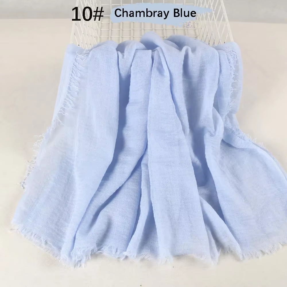 Muslim Women Crinkle Hijab Soft Cotton Scarf Hijabs Head Femme Musulman Turban Shawls Wraps Islamic Headscarf 180X90CM