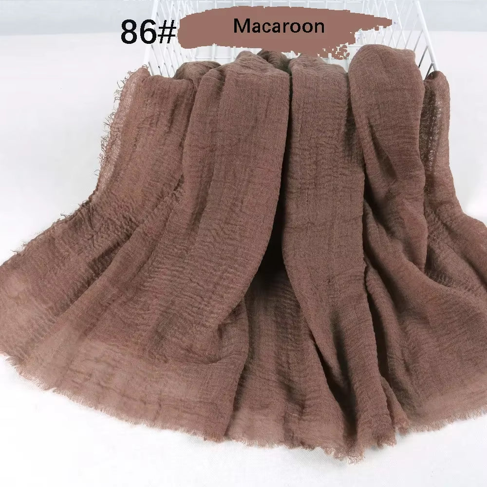 Muslim Women Crinkle Hijab Soft Cotton Scarf Hijabs Head Femme Musulman Turban Shawls Wraps Islamic Headscarf 180X90CM