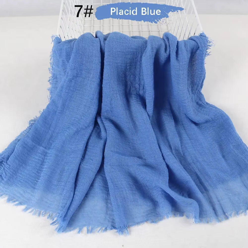 Muslim Women Crinkle Hijab Soft Cotton Scarf Hijabs Head Femme Musulman Turban Shawls Wraps Islamic Headscarf 180X90CM