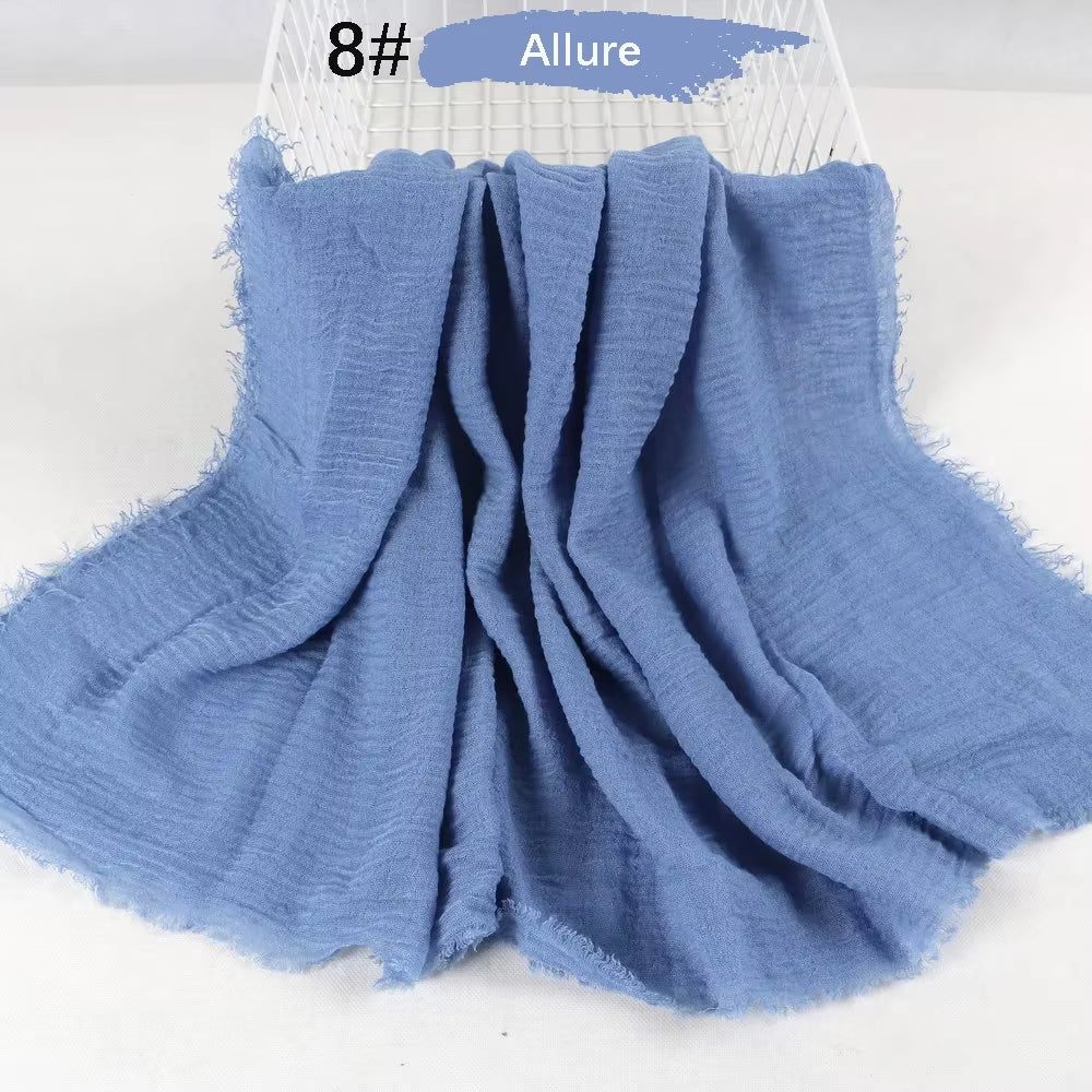 Muslim Women Crinkle Hijab Soft Cotton Scarf Hijabs Head Femme Musulman Turban Shawls Wraps Islamic Headscarf 180X90CM