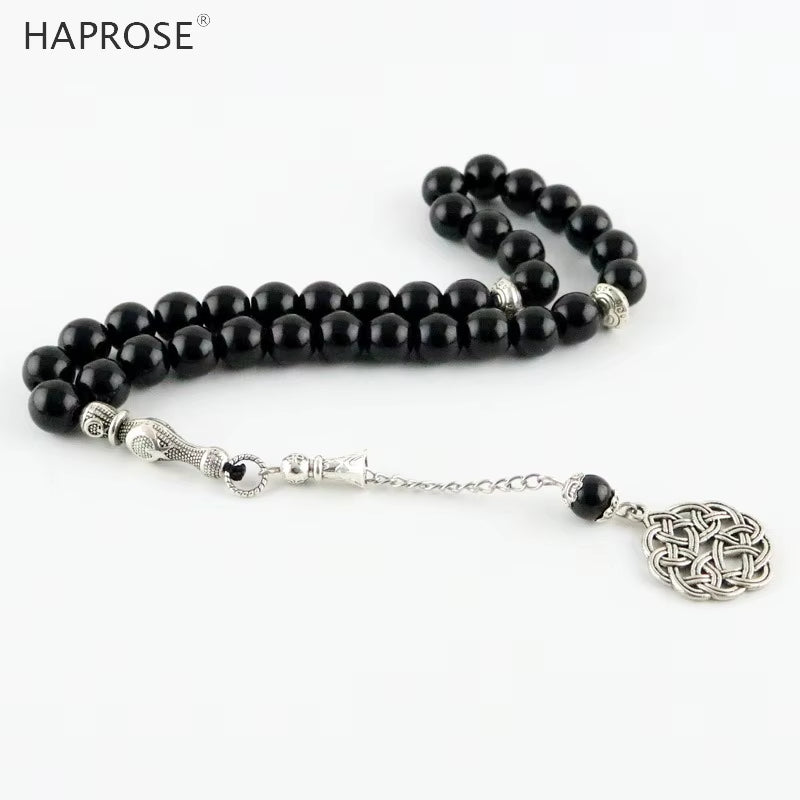 Man'S Black Agates Tasbih New Style Black Stone Muslim Prayer Beads 33 66 99 Misbaha Beads Rosary Islamic Tasbeeh Gift