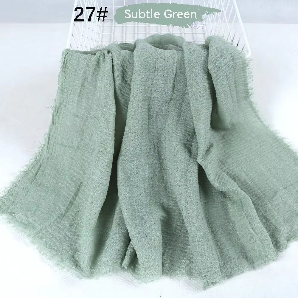 Muslim Women Crinkle Hijab Soft Cotton Scarf Hijabs Head Femme Musulman Turban Shawls Wraps Islamic Headscarf 180X90CM