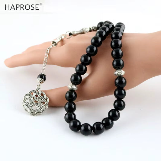 Man'S Black Agates Tasbih New Style Black Stone Muslim Prayer Beads 33 66 99 Misbaha Beads Rosary Islamic Tasbeeh Gift