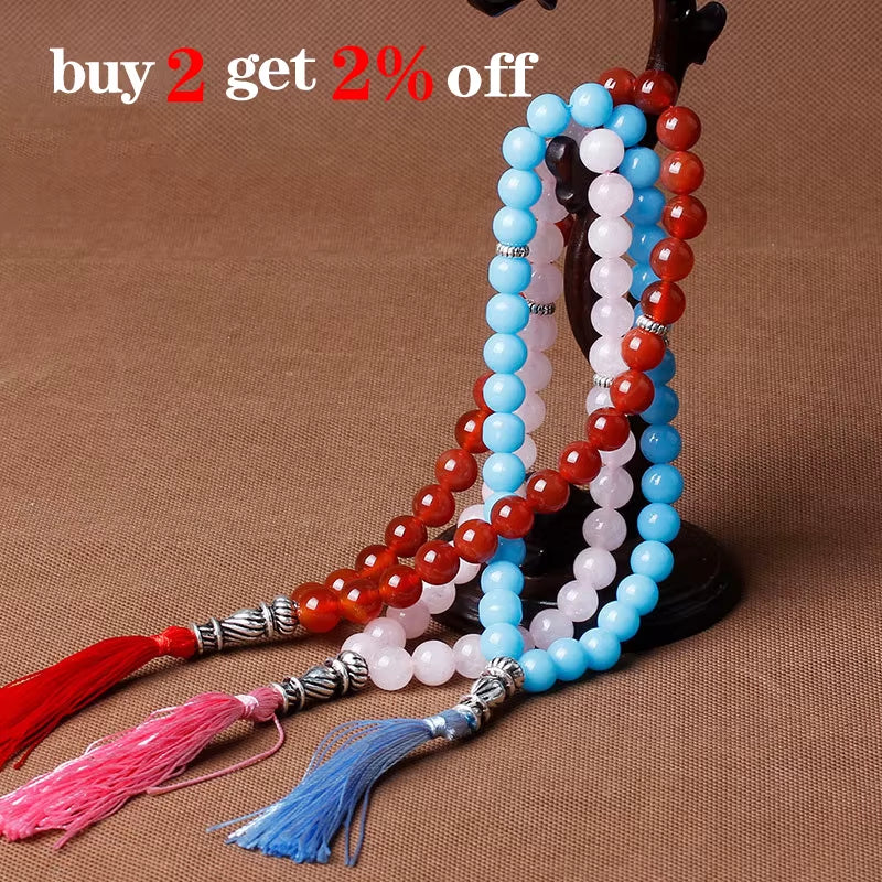 10Mm Green Malachite Stone Bracelets Tassel Pendant 33 Prayer Beads Islamic Muslim Tasbih Allah Mohammed Rosary for Women Men