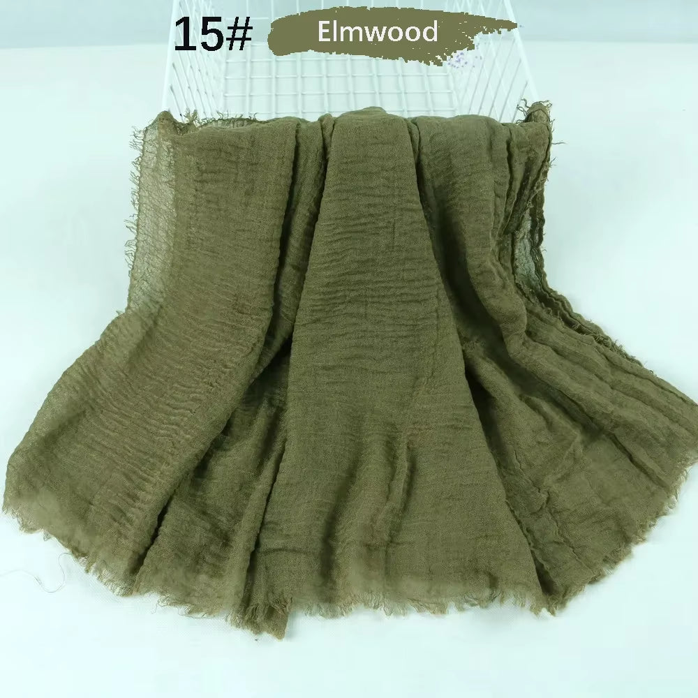 Muslim Women Crinkle Hijab Soft Cotton Scarf Hijabs Head Femme Musulman Turban Shawls Wraps Islamic Headscarf 180X90CM