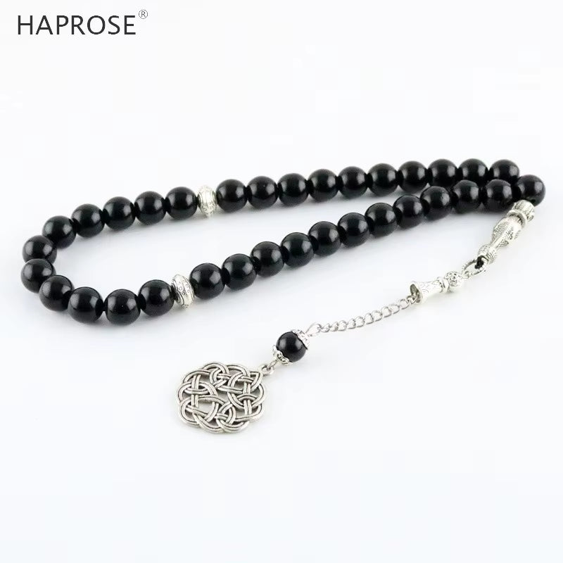 Man'S Black Agates Tasbih New Style Black Stone Muslim Prayer Beads 33 66 99 Misbaha Beads Rosary Islamic Tasbeeh Gift