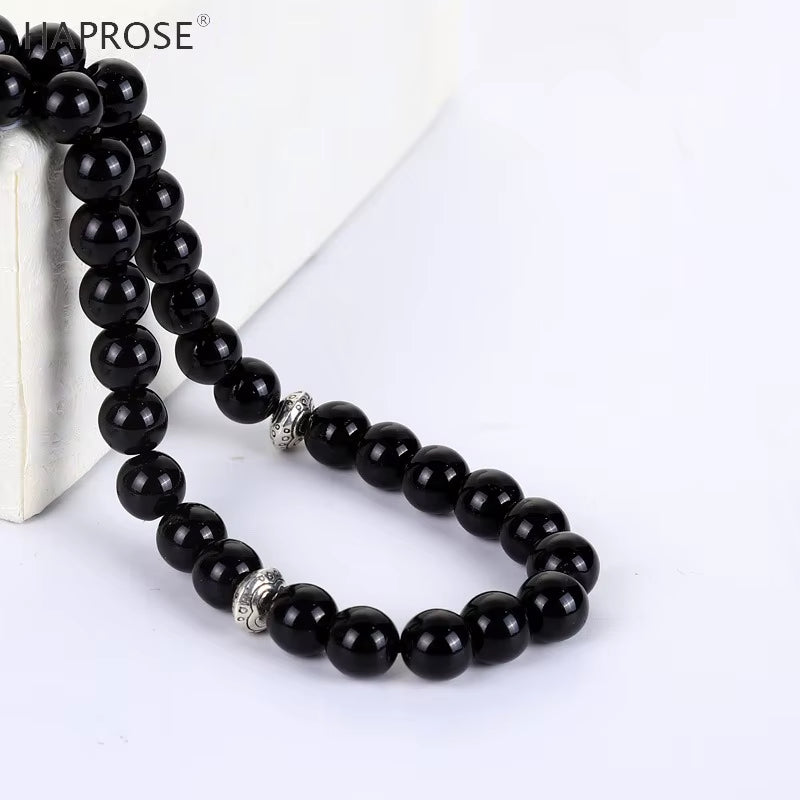 Man'S Black Agates Tasbih New Style Black Stone Muslim Prayer Beads 33 66 99 Misbaha Beads Rosary Islamic Tasbeeh Gift