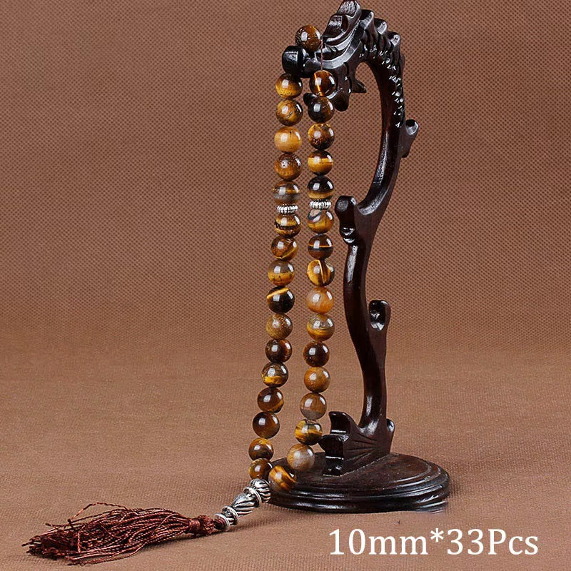 10Mm Green Malachite Stone Bracelets Tassel Pendant 33 Prayer Beads Islamic Muslim Tasbih Allah Mohammed Rosary for Women Men