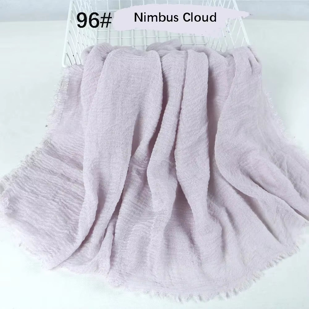 Muslim Women Crinkle Hijab Soft Cotton Scarf Hijabs Head Femme Musulman Turban Shawls Wraps Islamic Headscarf 180X90CM