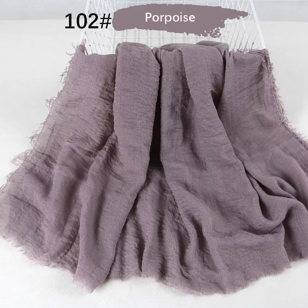 Muslim Women Crinkle Hijab Soft Cotton Scarf Hijabs Head Femme Musulman Turban Shawls Wraps Islamic Headscarf 180X90CM