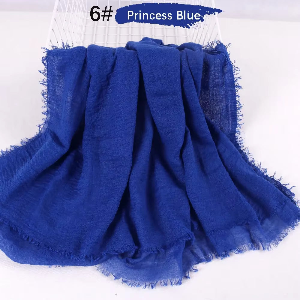 Muslim Women Crinkle Hijab Soft Cotton Scarf Hijabs Head Femme Musulman Turban Shawls Wraps Islamic Headscarf 180X90CM
