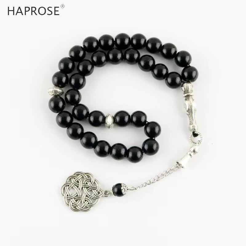 Man'S Black Agates Tasbih New Style Black Stone Muslim Prayer Beads 33 66 99 Misbaha Beads Rosary Islamic Tasbeeh Gift