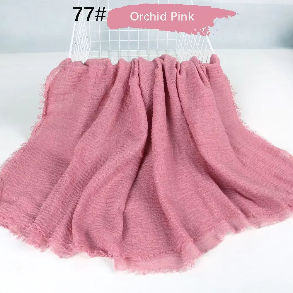 Muslim Women Crinkle Hijab Soft Cotton Scarf Hijabs Head Femme Musulman Turban Shawls Wraps Islamic Headscarf 180X90CM