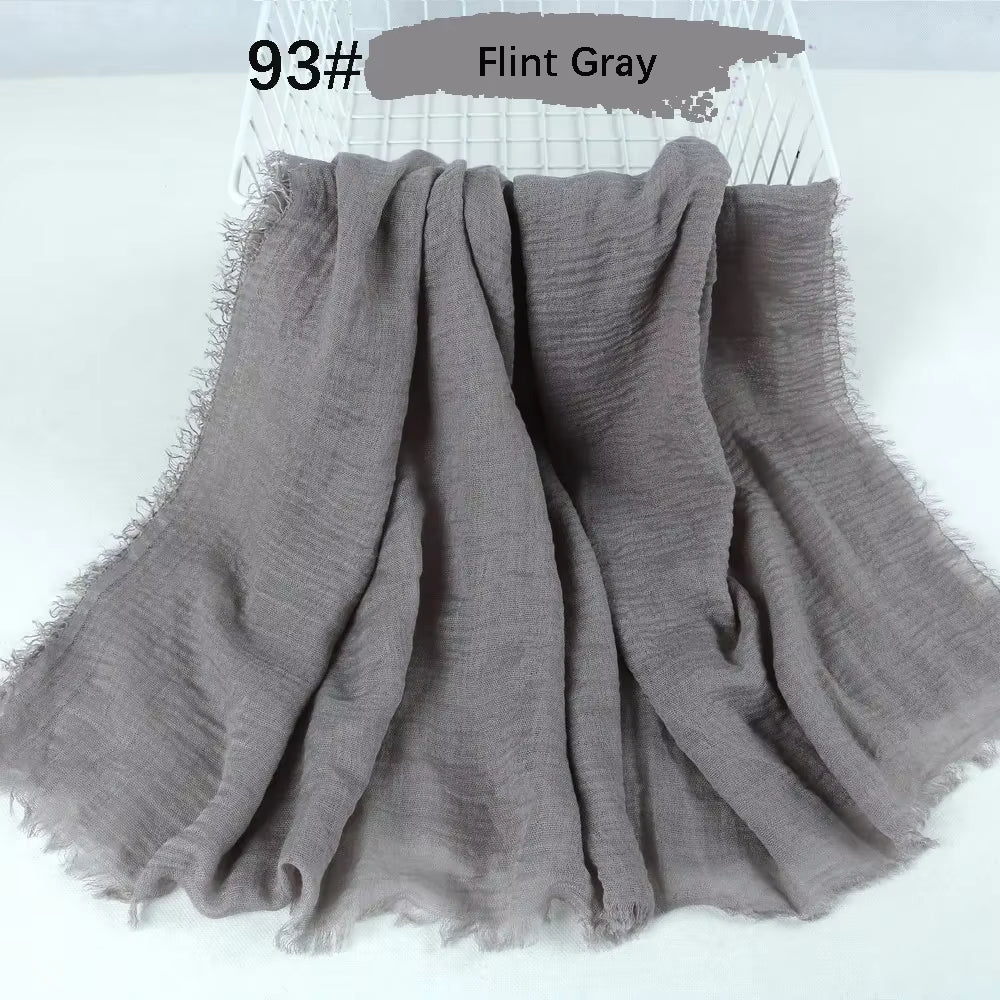 Muslim Women Crinkle Hijab Soft Cotton Scarf Hijabs Head Femme Musulman Turban Shawls Wraps Islamic Headscarf 180X90CM