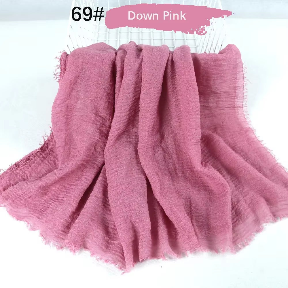 Muslim Women Crinkle Hijab Soft Cotton Scarf Hijabs Head Femme Musulman Turban Shawls Wraps Islamic Headscarf 180X90CM
